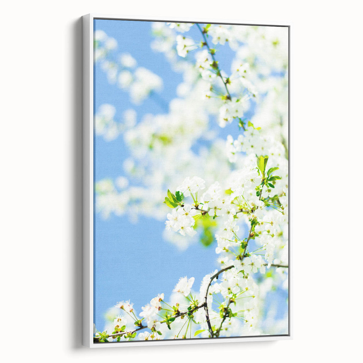 Vintage poster art depicting spring season in vibrant colors on a large framed canvas, ideal for living room decor.