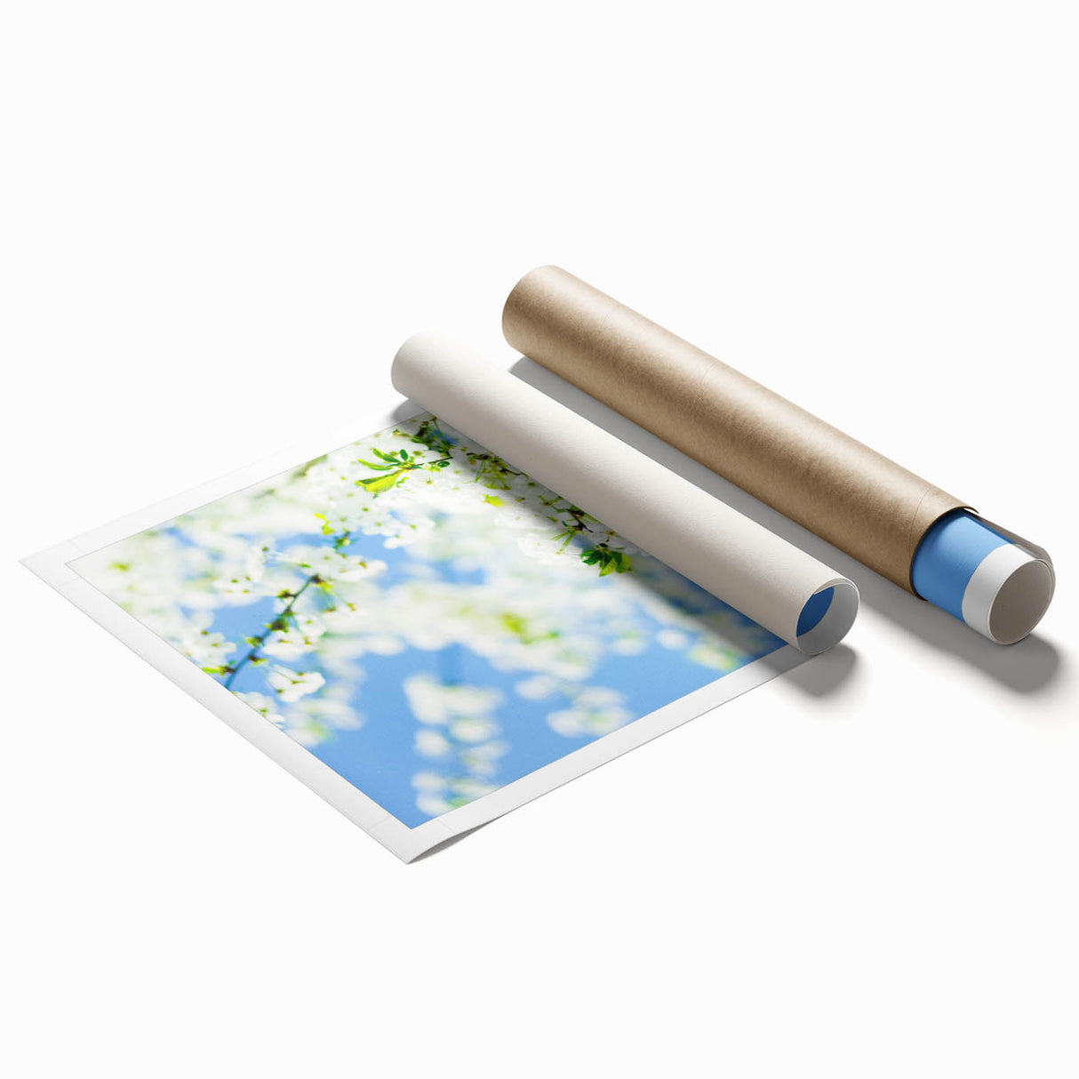 Extra large rolled print featuring vibrant spring floral art, ideal for classy bathroom wall art or large living room decor.