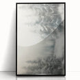 Large abstract wall art featuring swirling blue and white patterns on a black acrylic framed canvas.