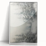 Art deco poster featuring a winter scene in muted blue and white tones on framed acrylic, suitable for nursery wall art.