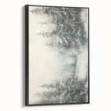 Black and white landscape art painting on framed canvas depicting a winter scene, ideal for bedroom decor.