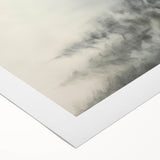 Art deco poster featuring a winter scene in muted blue and white tones on rolled canvas, suitable for dining room decor.