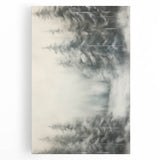 Winter tree silhouette in black and white on large stretched canvas, suitable for kitchen wall art.