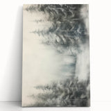 Winter landscape in black and white on stretched canvas, ideal for kitchen wall art or bedroom ambiance.