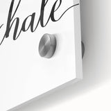 Large abstract wall art in vibrant orange and blue tones on acrylic glass, suitable for dining room ambiance.