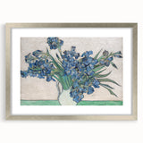 Extra large abstract art print featuring textured swirls in vibrant blue and yellow hues, framed in silver.