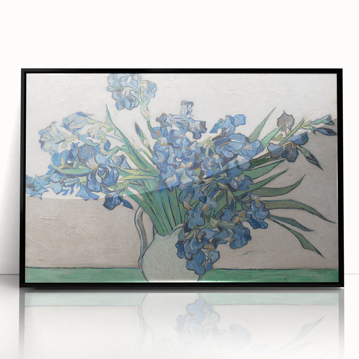 Large abstract wall art depicting a swirling mix of bold colors on a framed acrylic panel.
