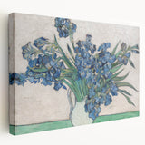 Side view of a large stretched canvas featuring a Van Gogh-inspired abstract design in vibrant blue and yellow tones.