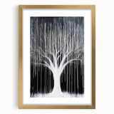 Black and White Abstract Tree Wall Art - Modern Large Canvas