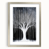Black and White Abstract Tree Wall Art - Modern Large Canvas