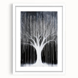 Black and White Abstract Tree Wall Art - Modern Large Canvas