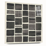 Abstract minimalist acrylic glass artwork displayed from a side view, showcasing smooth edges and a vibrant color palette, ideal for modern decor.