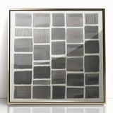 Framed minimalist abstract art piece with gold accents, displayed against a neutral background, showcasing sleek lines and modern design elements. Perfect for contemporary home decor.