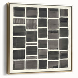 Framed abstract minimalist canvas art in silver and gold tones, showcasing a modern design that enhances contemporary home decor. Ideal for stylish interiors.