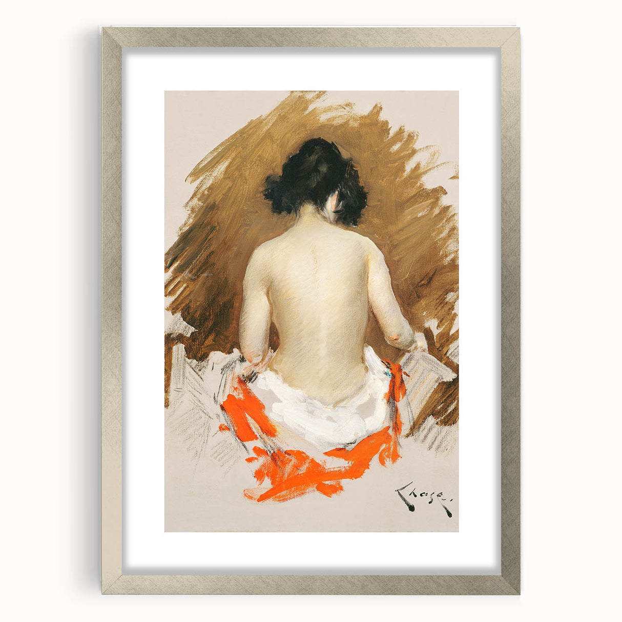 Modern Wall Art - Nude Figure with Kimono | Elegant Minimalist Decor