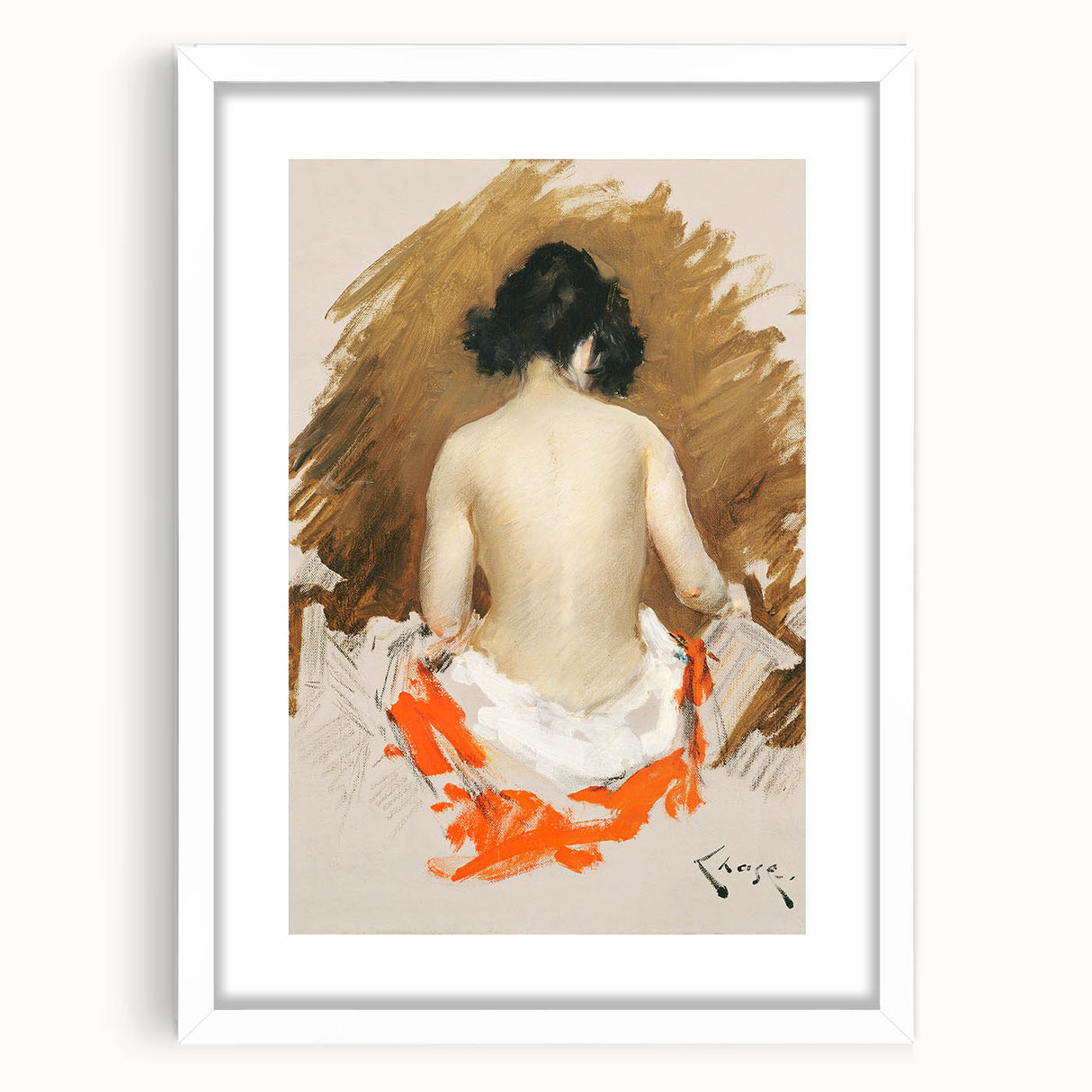 Modern Wall Art - Nude Figure with Kimono | Elegant Minimalist Decor