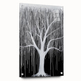 Modern Black and White Abstract Tree Wall Art - Large Canvas