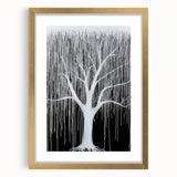 Modern Black and White Abstract Tree Wall Art - Large Canvas
