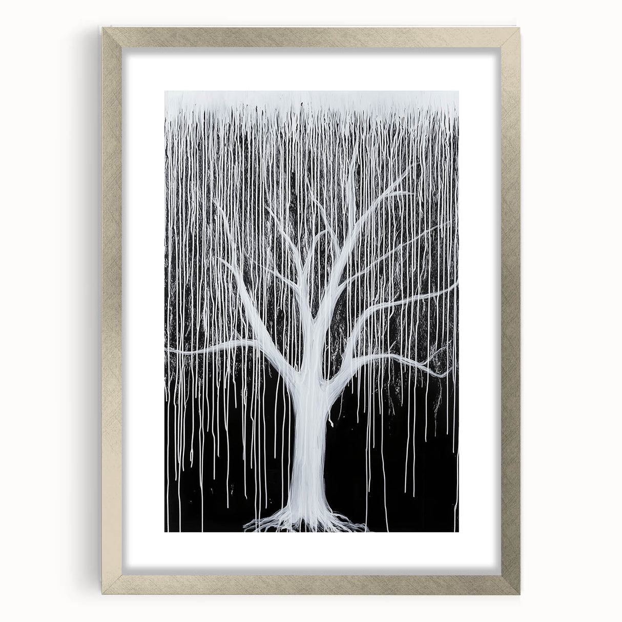 Modern Black and White Abstract Tree Wall Art - Large Canvas