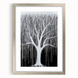 Modern Black and White Abstract Tree Wall Art - Large Canvas