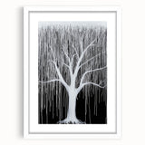 Modern Black and White Abstract Tree Wall Art - Large Canvas
