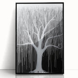 Modern Black and White Abstract Tree Wall Art - Large Canvas