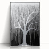 Modern Black and White Abstract Tree Wall Art - Large Canvas