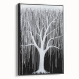 Modern Black and White Abstract Tree Wall Art - Large Canvas