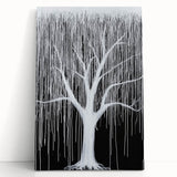 Modern Black and White Abstract Tree Wall Art - Large Canvas