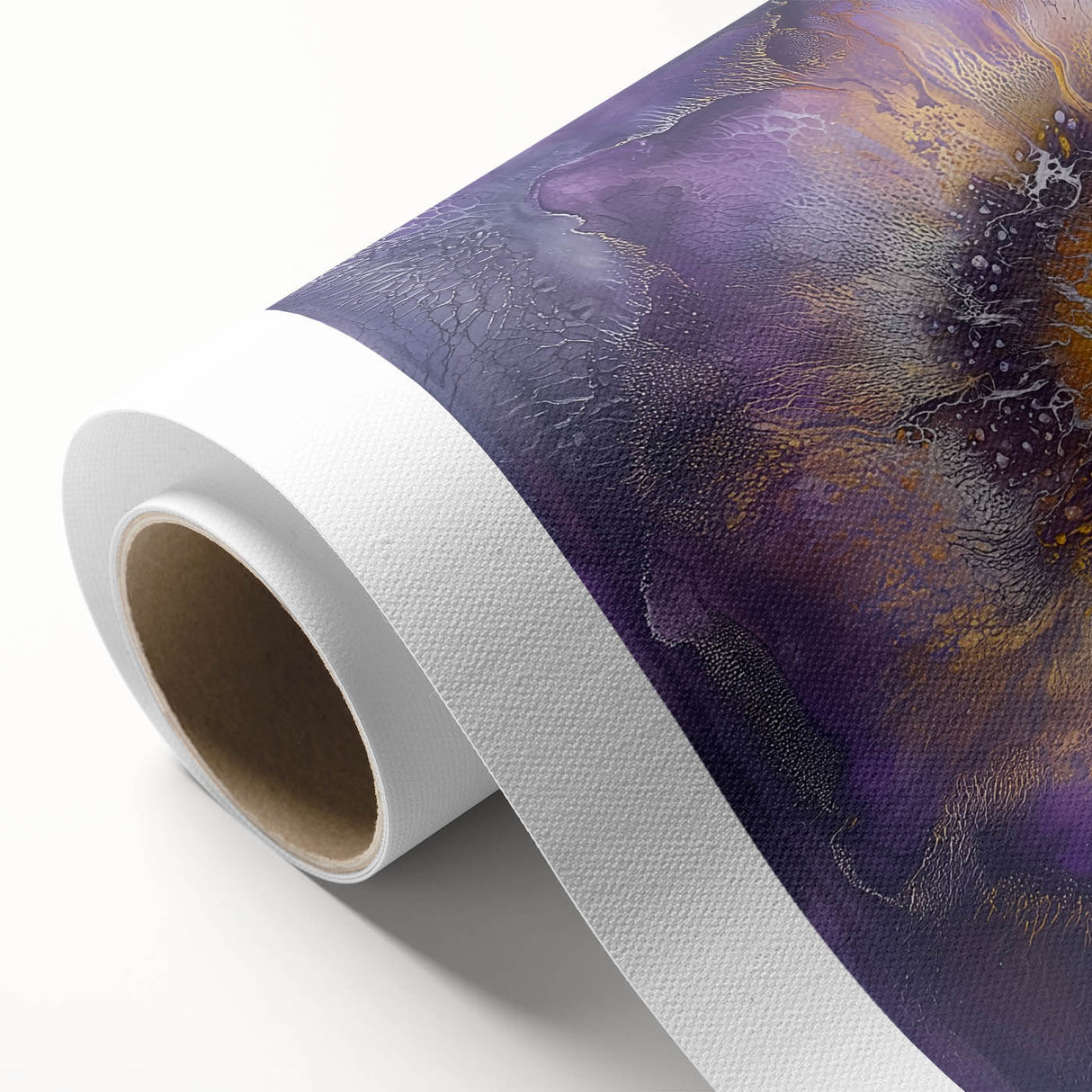 Abstract minimalist rolled canvas artwork showcasing soft pastel colors and geometric shapes, elegantly packaged in a protective cardboard tube for easy transport.