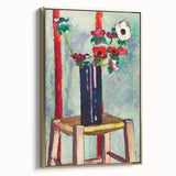 Modern Wall Art - Vibrant Anemones in Dark Vase | Colorful Contemporary Art