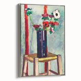 Modern Wall Art - Vibrant Anemones in Dark Vase | Colorful Contemporary Art