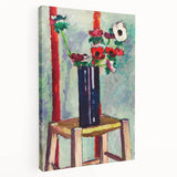 Modern Wall Art - Vibrant Anemones in Dark Vase | Colorful Contemporary Art