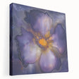 Abstract minimalist stretched canvas artwork showcasing a blend of soft pastel colors, featuring a side view that highlights its sleek edges and modern design, ideal for contemporary home decor.