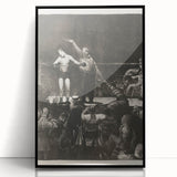 Modern Wall Art - Dramatic Boxing Match Scene | Monochrome Contemporary Print
