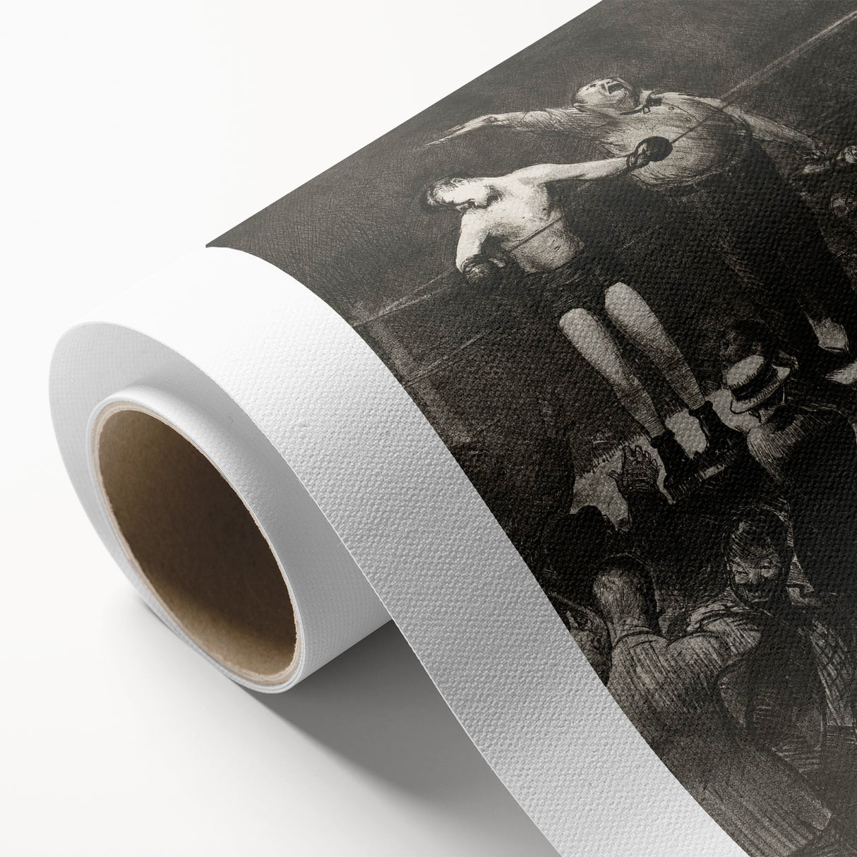 Modern Wall Art - Dramatic Boxing Match Scene | Monochrome Contemporary Print