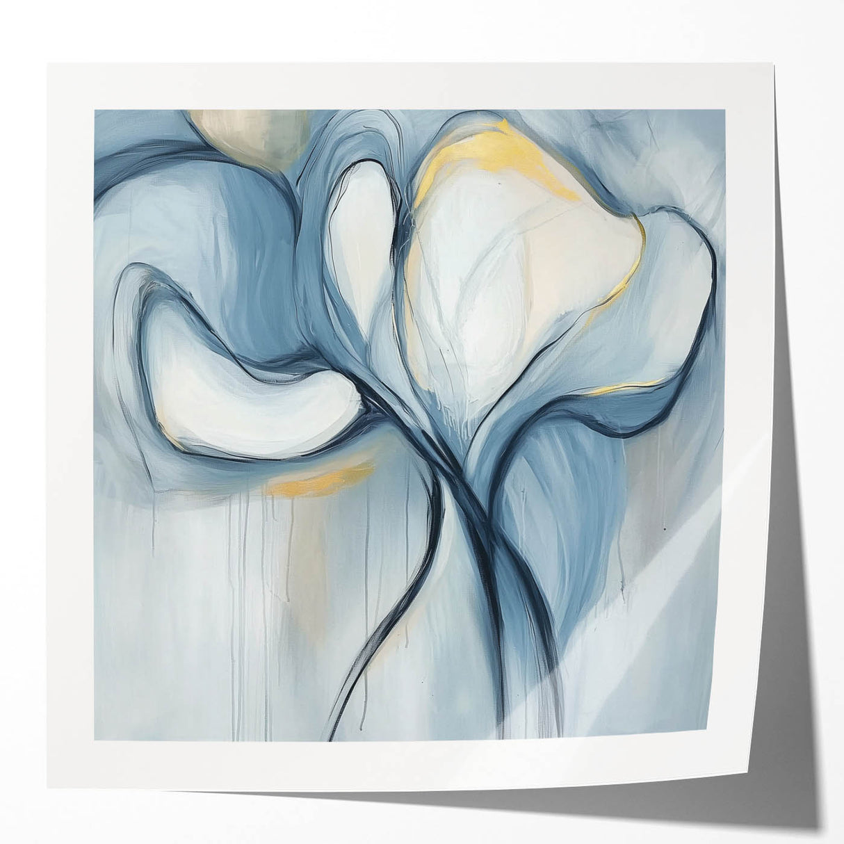 Abstract minimalist art print showcasing soft pastel colors in a glossy finish, elegantly framed, perfect for modern home decor. Ideal for enhancing interior aesthetics.