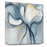Abstract minimalist acrylic glass art piece showcasing a side view, elegantly pinned to the wall, emphasizing vibrant colors and smooth textures, ideal for modern decor.