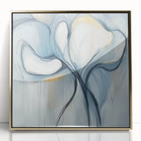 Framed minimalist abstract art piece featuring gold accents on a sleek acrylic surface, designed to enhance modern home decor and add elegance to any space.