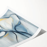 Minimalist abstract wall art print showcasing soft pastel colors and geometric shapes, elegantly rolled for shipping in a protective cardboard tube. Ideal for modern decor.