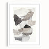 Minimalist framed abstract artwork with a white mat, showcasing subtle geometric shapes and soft pastel colors, ideal for modern home decor.