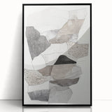 Black-framed acrylic art piece showcasing a minimalist abstract design with soft curves and contrasting colors, perfect for modern decor.