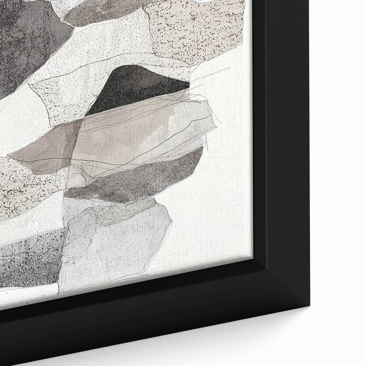 Close-up view of a minimalist framed canvas art piece showcasing an abstract design with soft color gradients, perfect for modern home decor.