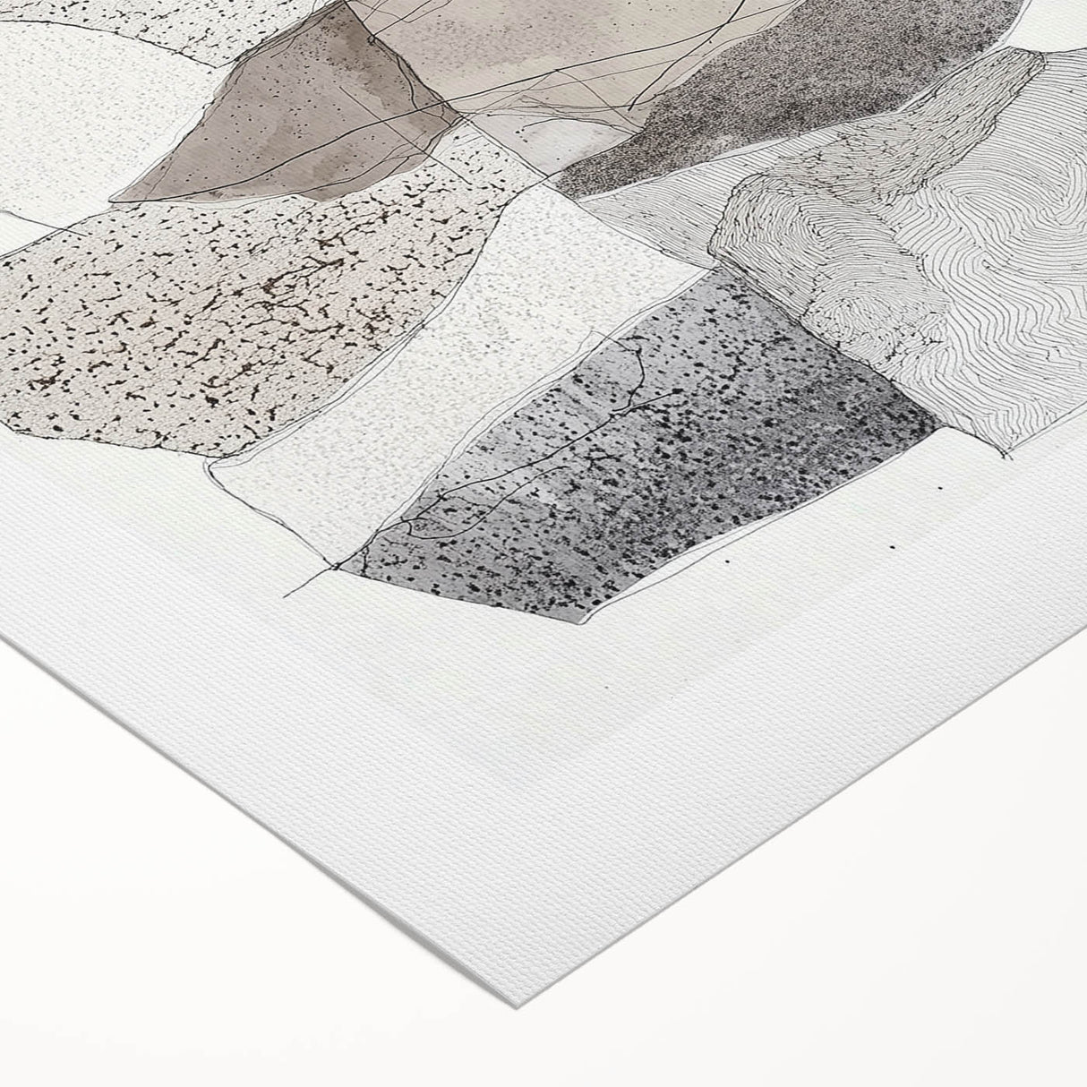 Abstract minimalist rolled canvas art showcasing soft pastel colors and geometric shapes, neatly packaged in a protective cardboard tube for shipping. This modern artwork enhances contemporary decor and creates an inviting atmosphere in any space.