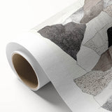 Abstract minimalist rolled canvas artwork showcasing soft earth tones and geometric shapes, ideal for modern home decor. Packaged securely in a cardboard tube.