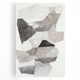 Abstract minimalist stretched canvas artwork featuring soft pastel colors and geometric shapes, ideal for contemporary home decor. Perfect for modern living spaces.