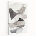 Abstract minimalist stretched canvas artwork showcasing soft pastel colors and geometric shapes, displayed from a side view to highlight its depth and texture. Ideal for modern home decor, this piece adds a contemporary touch to any room.