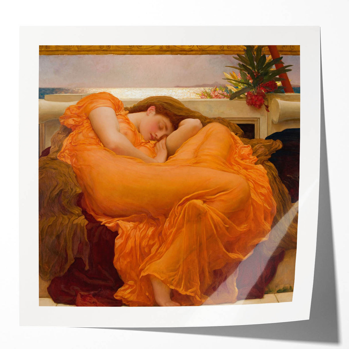 "Romanticism Art: Flaming June - Historical Canvas Print Masterpiece"