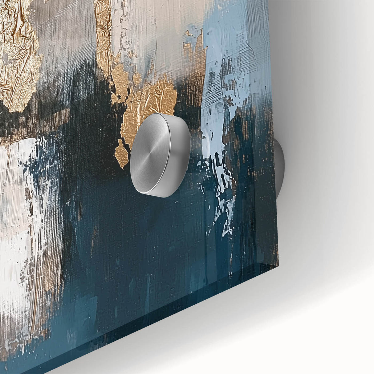 Close-up of a minimalist abstract acrylic glass artwork showcasing soft pastel colors and fluid shapes, perfect for modern home decor and artistic expression.