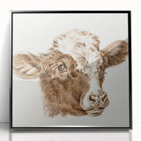 Romanticism Art: Head of a Cow - Historical Animal Sketch Canvas Print